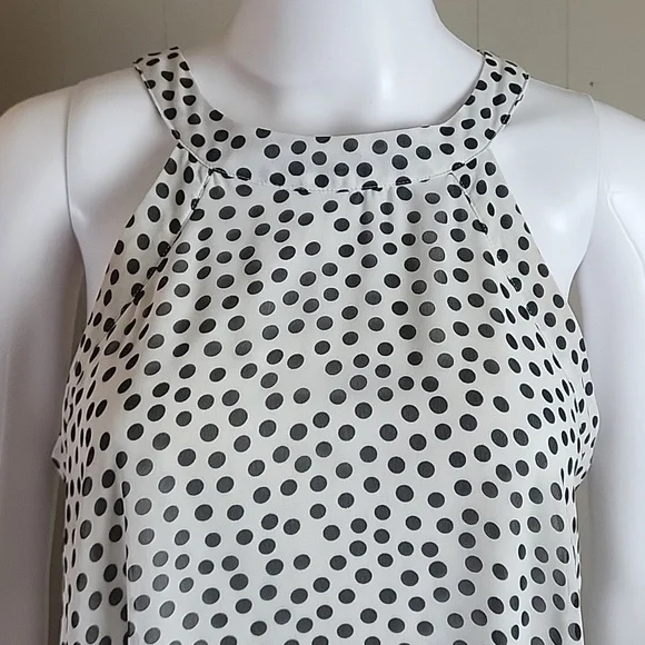 Betsey Johnson White & Black Polka-dot Halter Neck Back Zip Flowy Swing Dress - Picture 4 of 16